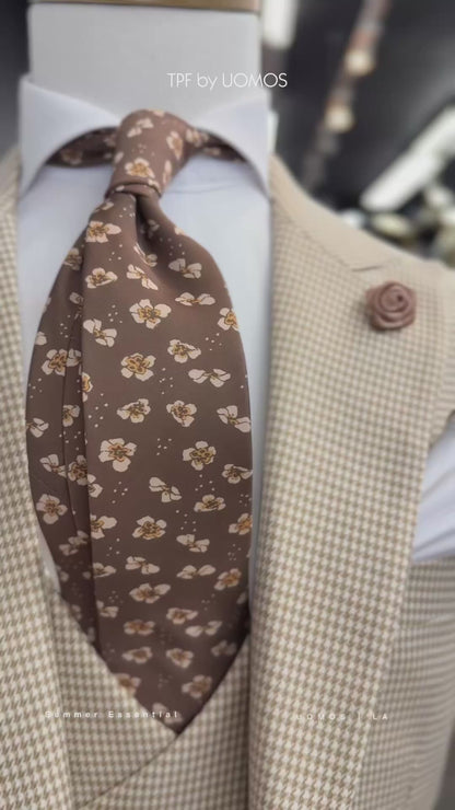Vanilla Cream Micro Houndstooth Wide Peak Lapel Suit