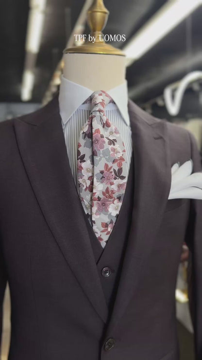Espresso Plum Peak Lapel Suit